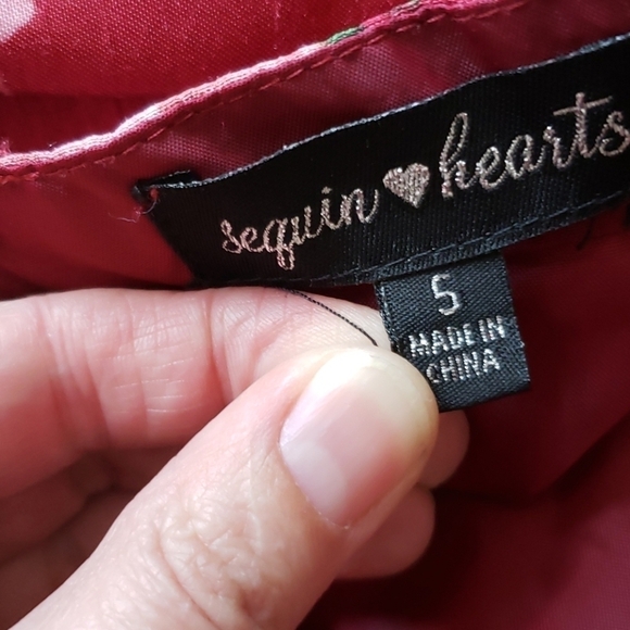 Sequin hearts floral wine blush skirt - Picture 5 of 6